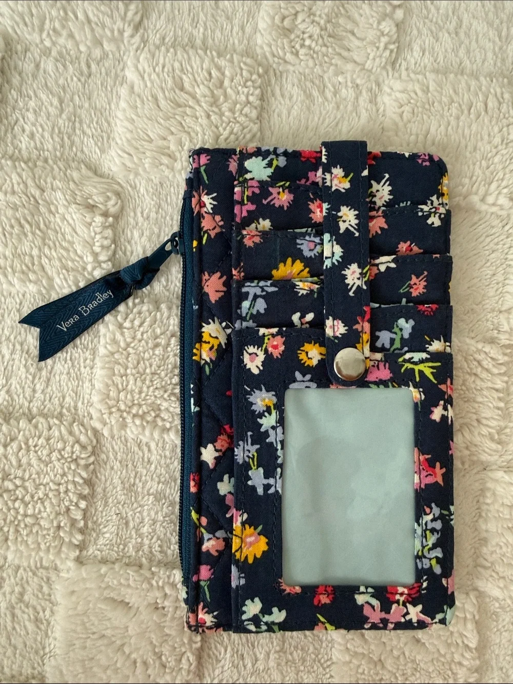 Vera Bradley Navy Floral Card Holder with ID Window